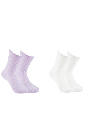LBGAS08-WK Носки 29-41 (29-31/32-34/35-38/39-41) сиреневый-белый